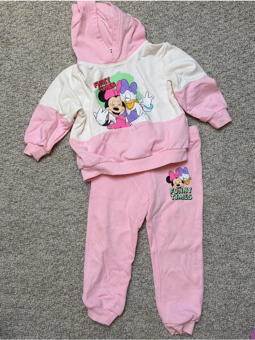H&M Pink and Cream Minnie Mouse Hoodie & Joggers Set
